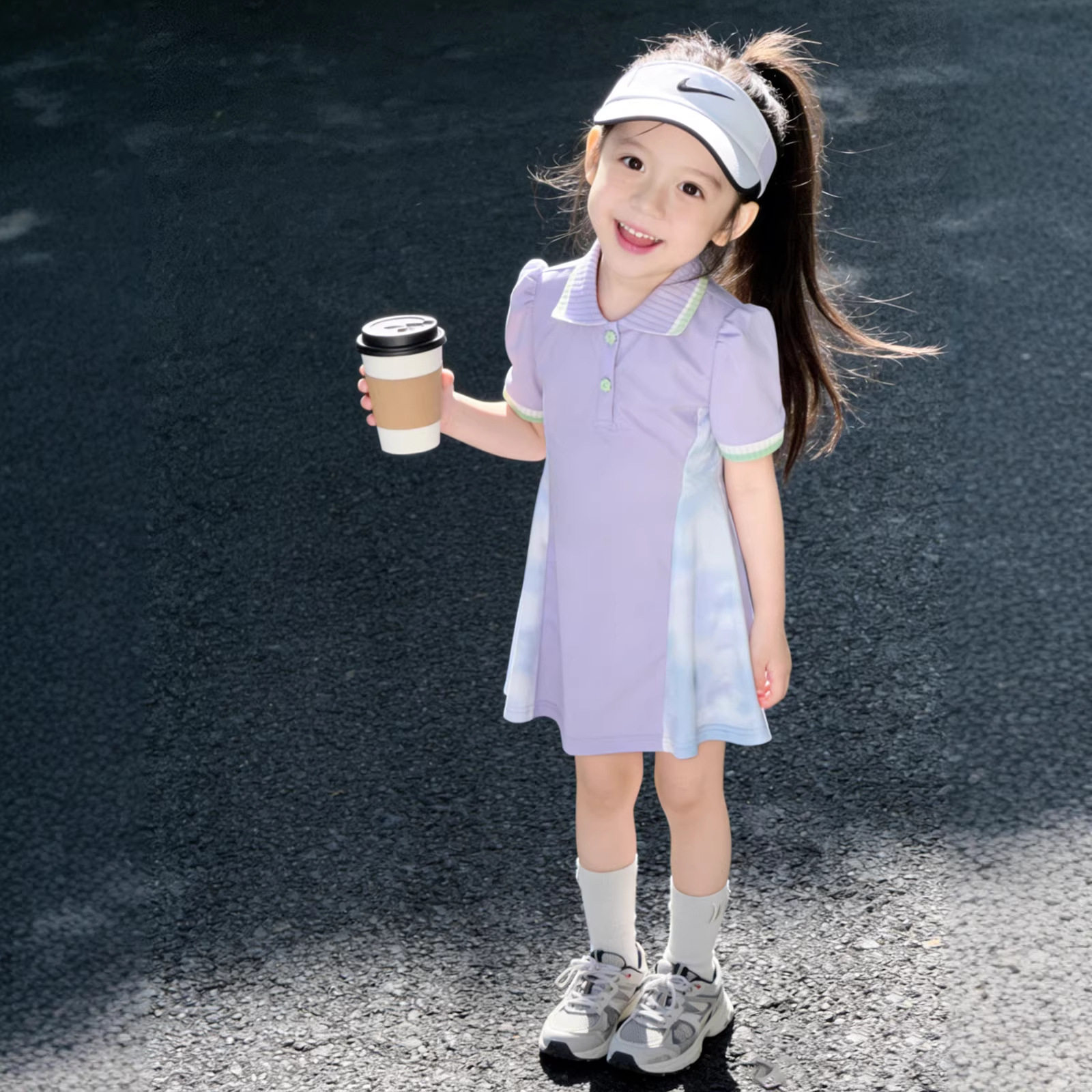 女童春装运动套装洋气2026新款女孩超好看羽毛球衣服儿童裙子穿搭