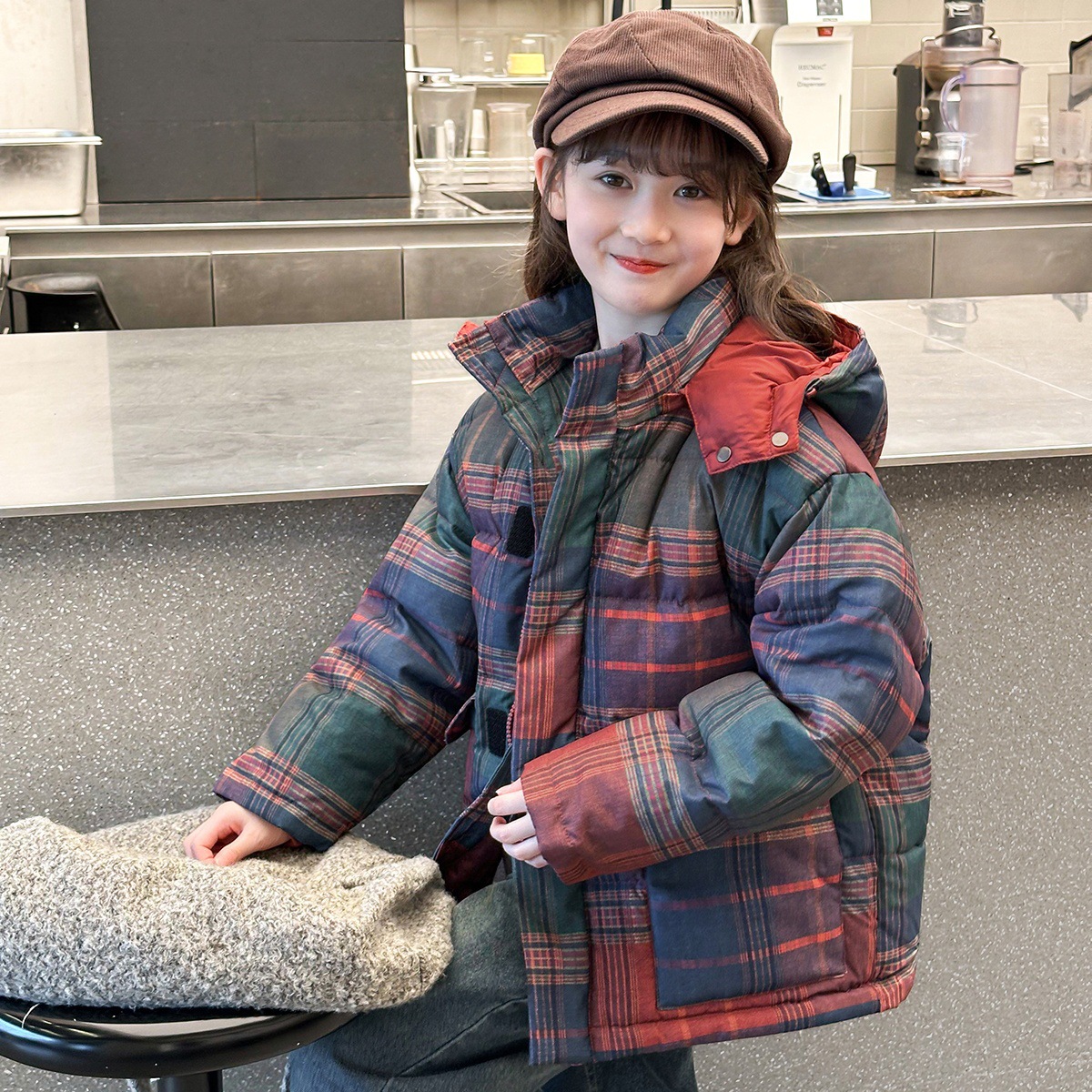 2025新款复古连帽羽绒棉服秋冬季儿童加厚冬装外套男女孩短款上衣