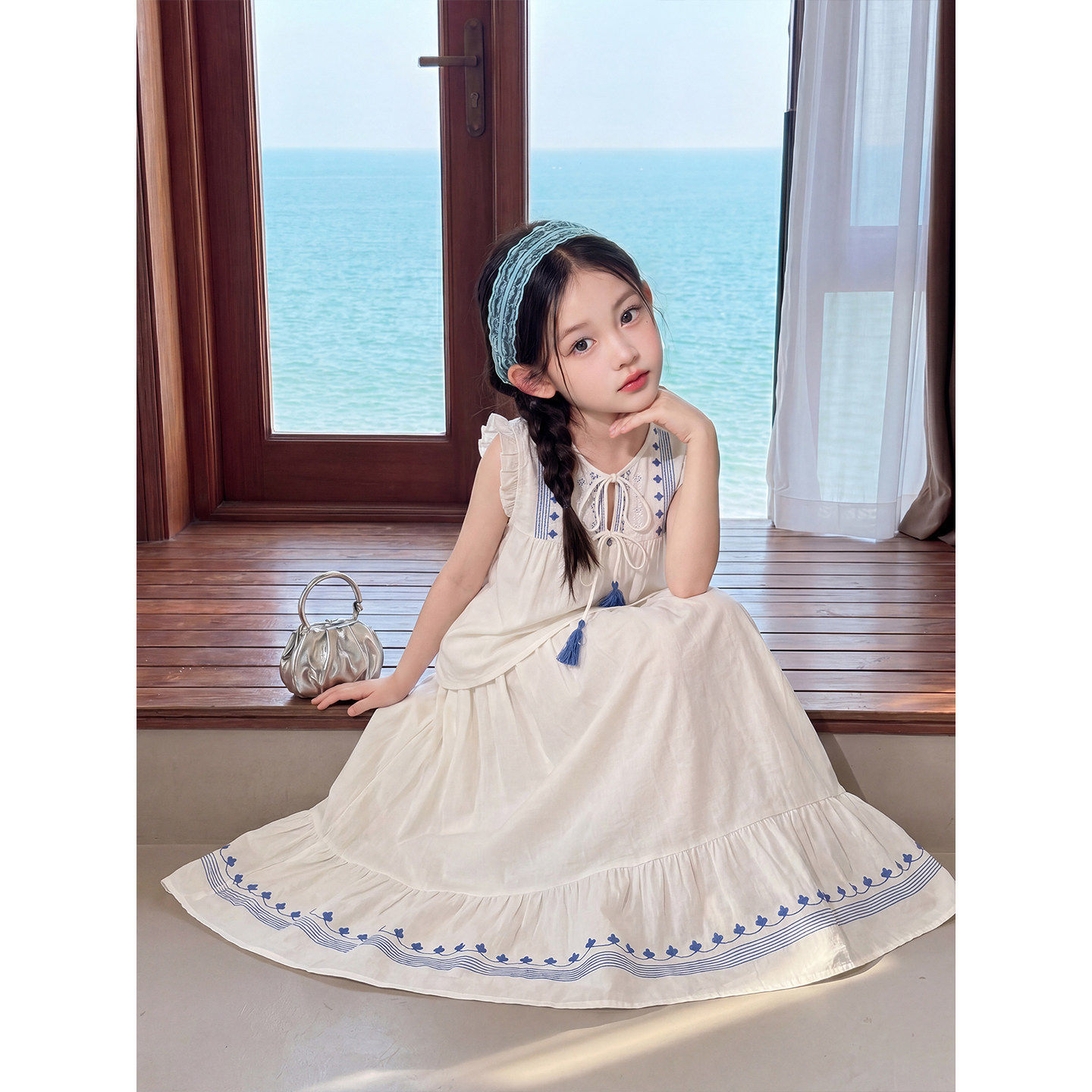 2026超火女童裙子夏高级感大童女孩夏天海边穿搭儿童装夏季套装裙