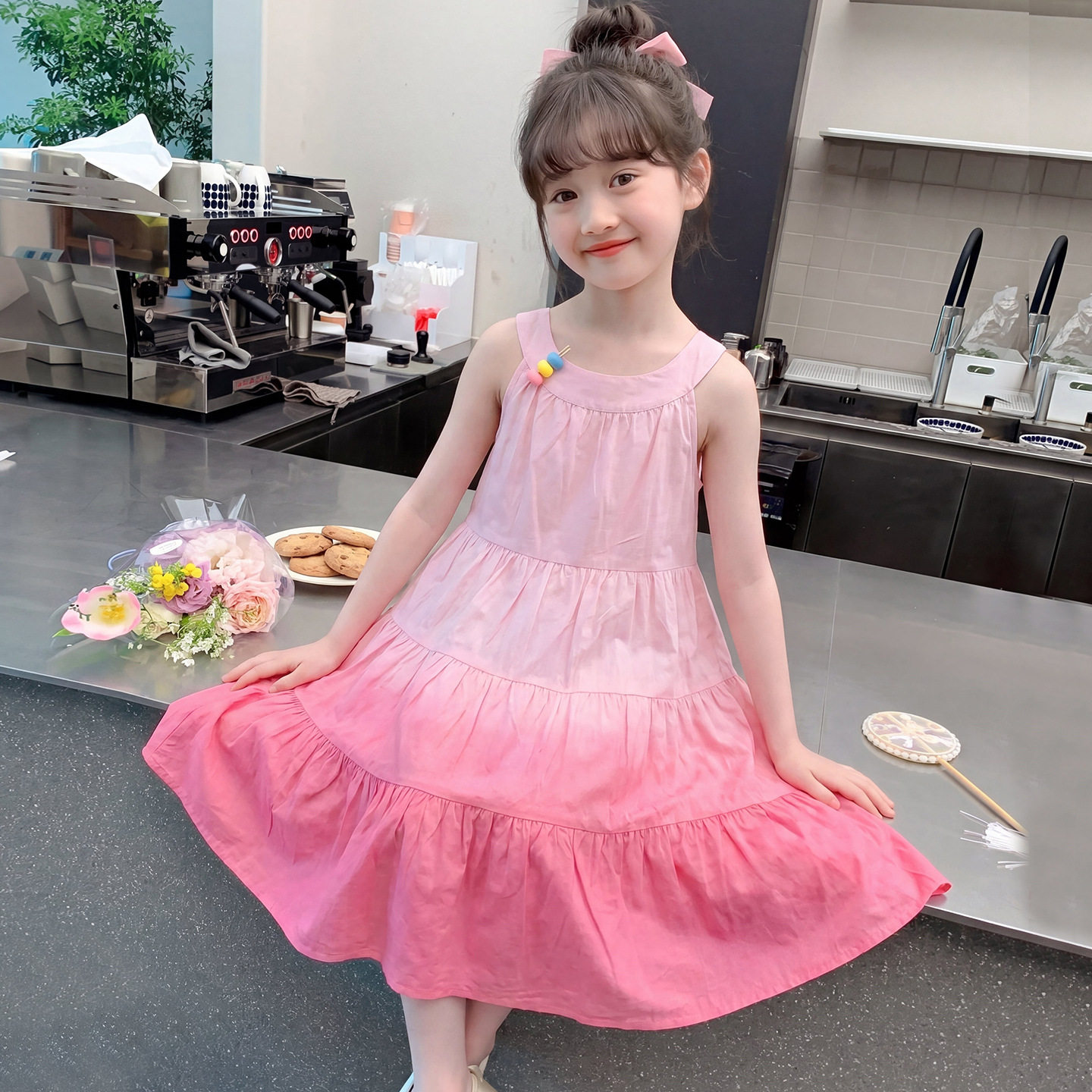 女童连衣裙夏2026新款儿童洋气时髦韩版挂脖公主裙女孩夏款裙子潮