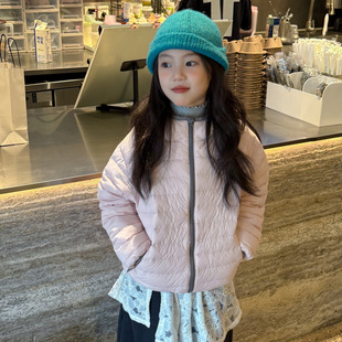 女大童童装女童羽绒服2025秋冬新款韩版连帽羽绒服奶油色系温柔风