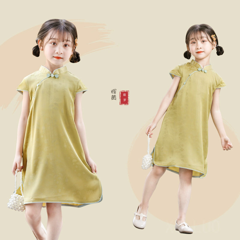 儿童旗袍夏季新款女童改良复古小旗袍宝宝中国风薄款新中式连衣裙