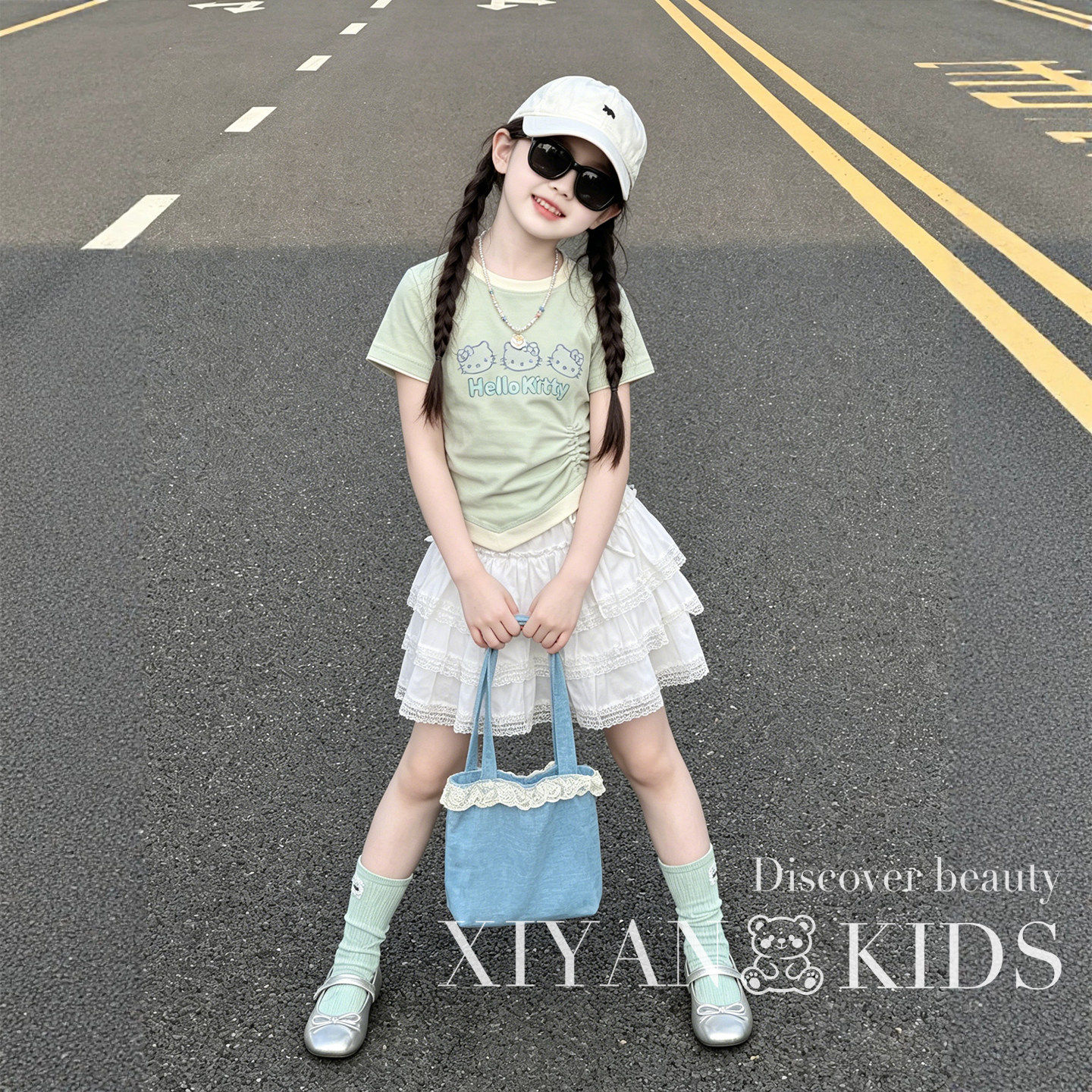 女童套装裙夏季2026新款童装大童女装夏装时尚洋气时髦短袖蛋糕裙