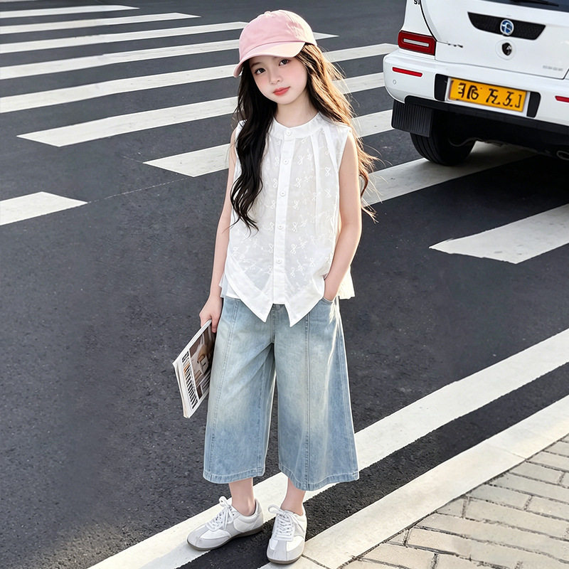 女童夏装套装2026新款儿童网红洋气衬衫两件套小女孩夏季时髦衣服