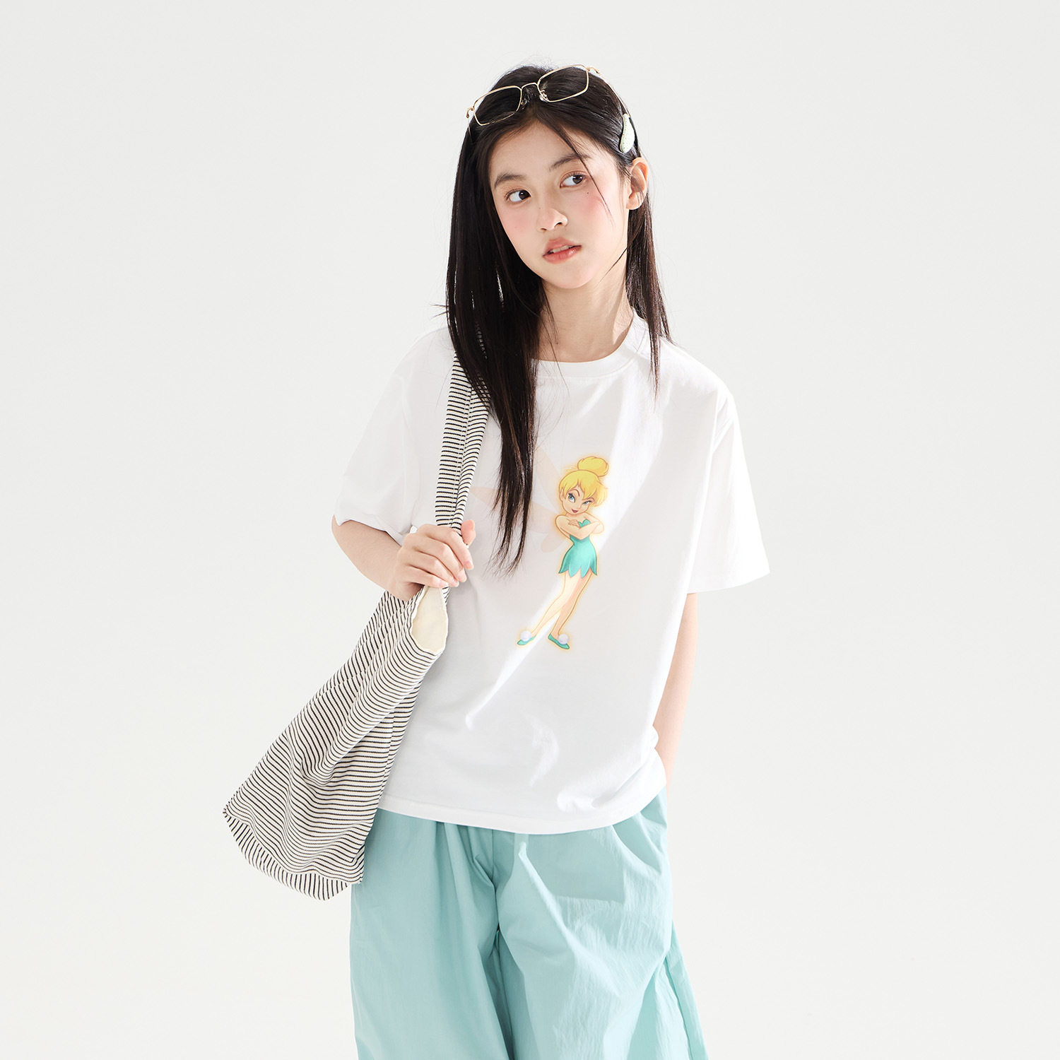 周大雨女童卡通小精灵印花短袖t恤2026夏装新款儿童百搭圆领上衣
