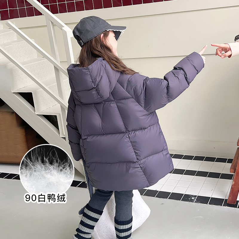 90绒女童长款连帽羽绒服冬装