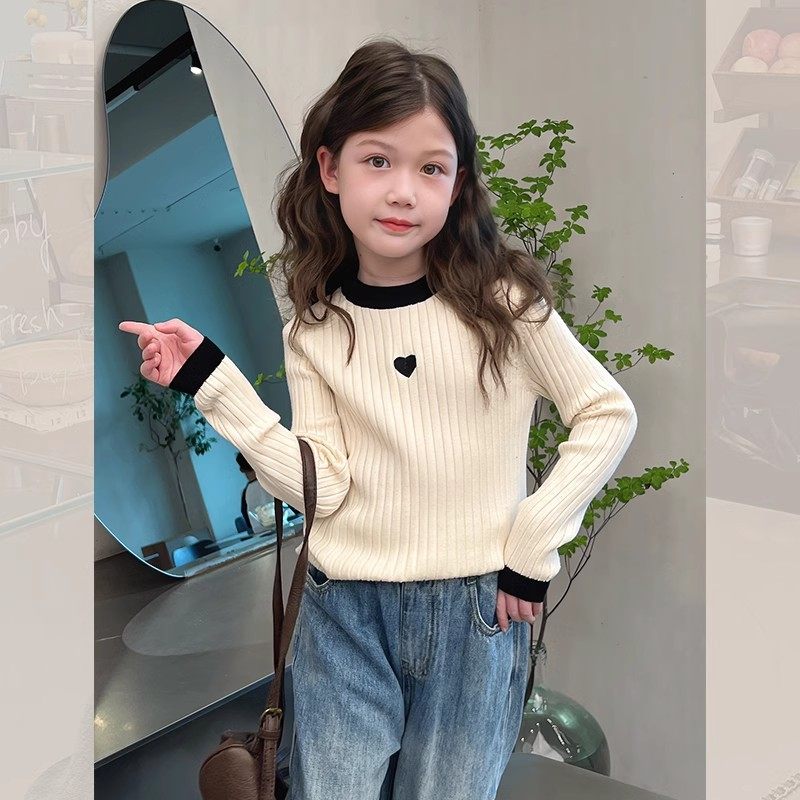 女童洋气打底毛衣儿童修身针织衫大童装长袖上衣女孩2025秋冬新款