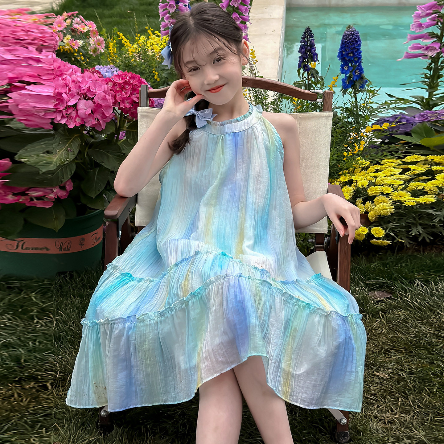 女童连衣裙夏季2026新款小女孩夏装吊带裙儿童公主裙巨好看沙滩裙