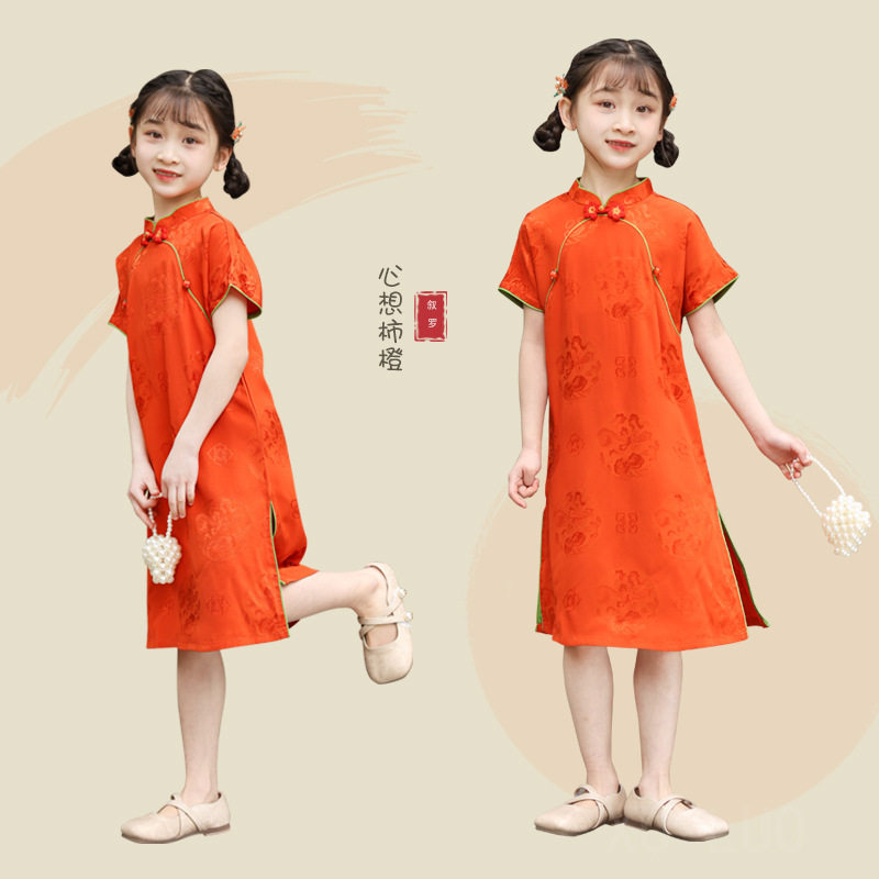 女童汉服夏款中国风新品2026新款表演服送考旗袍女孩子改良款旗袍