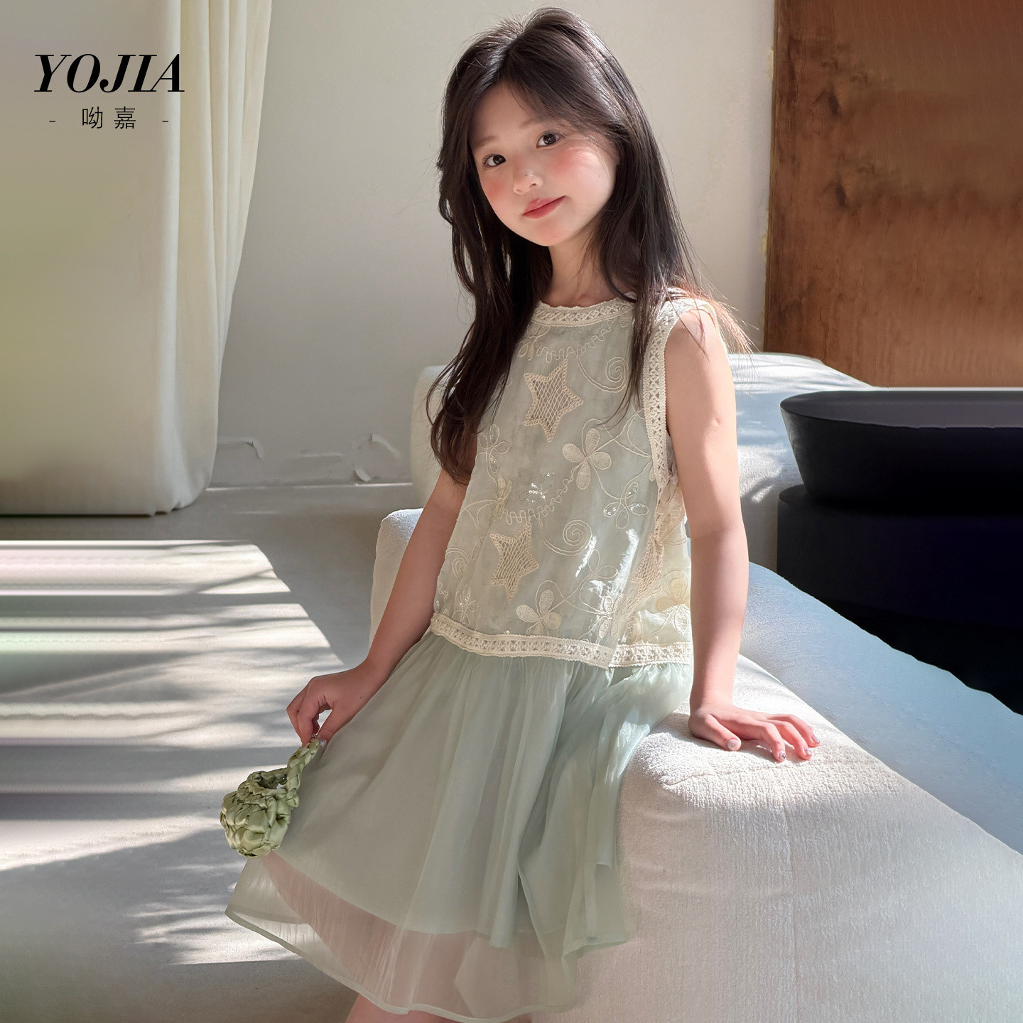 YOJIA女童连衣裙夏款2026新款洋气甜美小女孩公主裙儿童裙子夏装