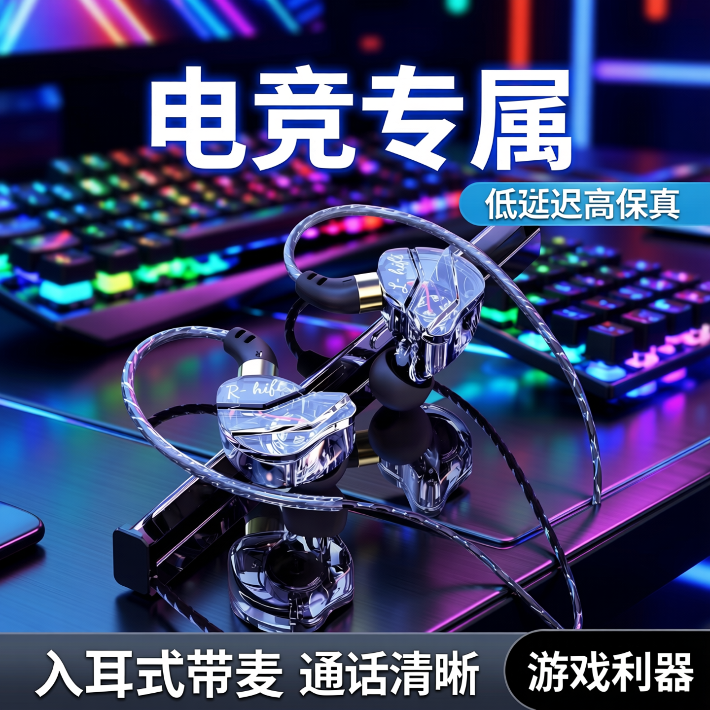 电竞游戏专用台式电脑耳机麦克风二合一有线笔记本耳麦入耳式带麦