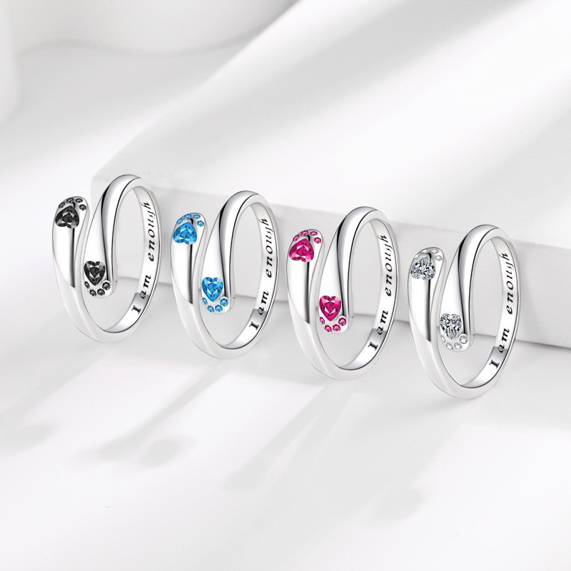 s925纯银戒指女猫爪双爱心指环时尚个性小众设计高级感轻奢礼物