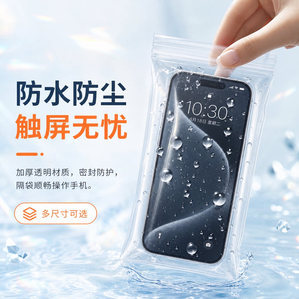 医护专用透明可触屏手机防护袋