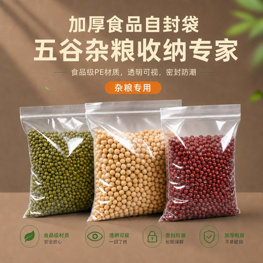 五谷杂粮分装袋密封收纳食品级塑料透明防潮防虫保鲜家用批发包装