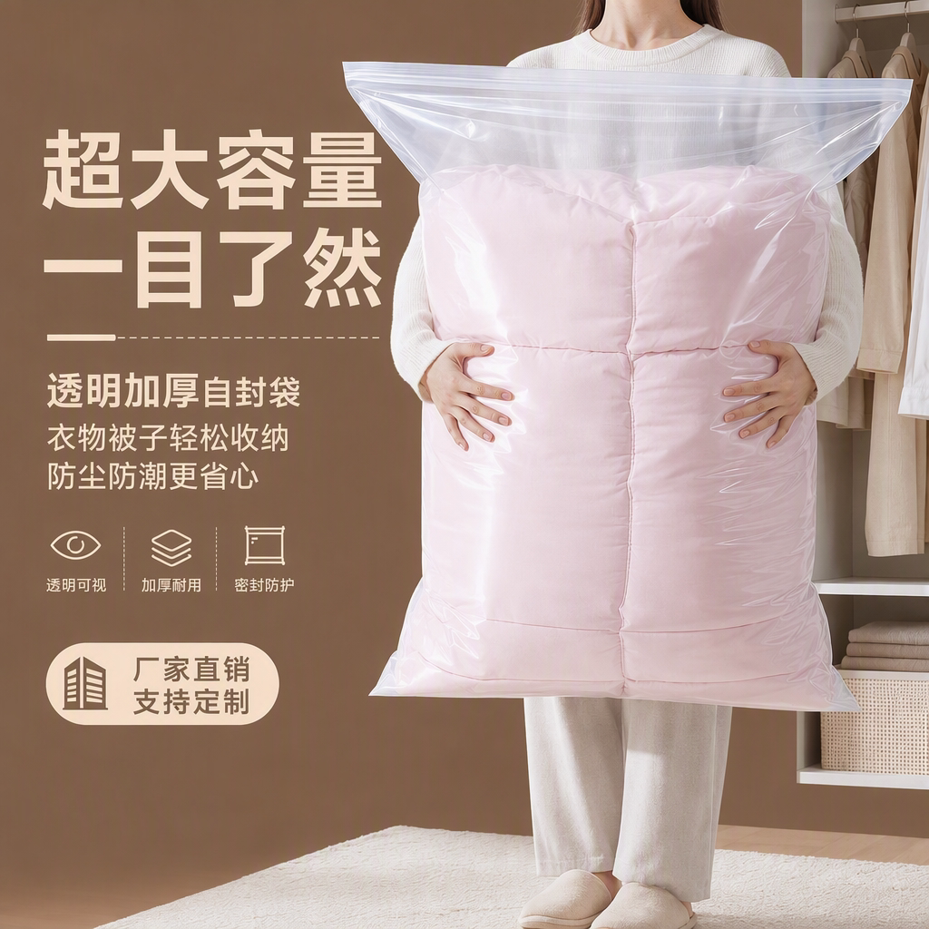 超大号被子衣服收纳袋密封透明塑料加厚加大食品级家用批发PE包装