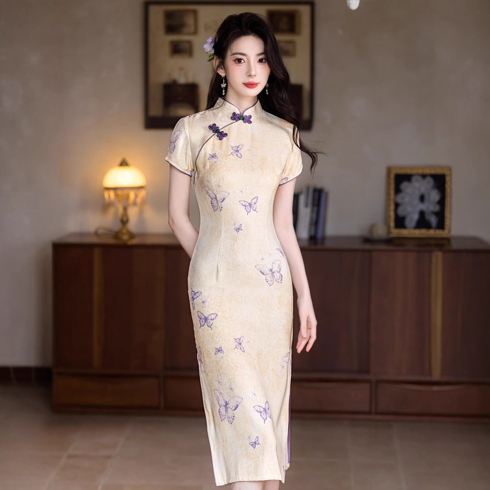 逸红颜官方旗舰店新款戚薇古棠精裁京派川黛旗袍先生崔万志旗舰店