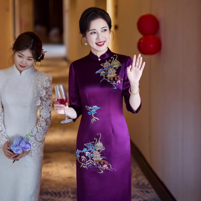 懿菲女装2026新款壹美佳人旗袍裙正品忆花益佳红先生崔万志旗舰店