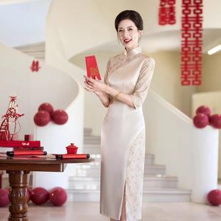 花满絮婉芸汐简约2026新款高端国际大牌崔万志官方旗舰店女装旗袍
