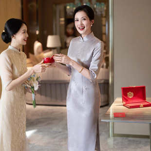 花满絮婉芸汐简约2026新款高端国际大牌崔万志官方旗舰店女装旗袍