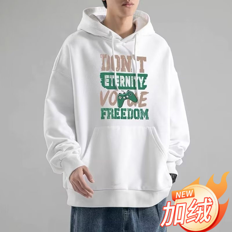 山东即墨跨境加绒连帽卫衣男春秋美式新款男生衣服青少年男款帽衫