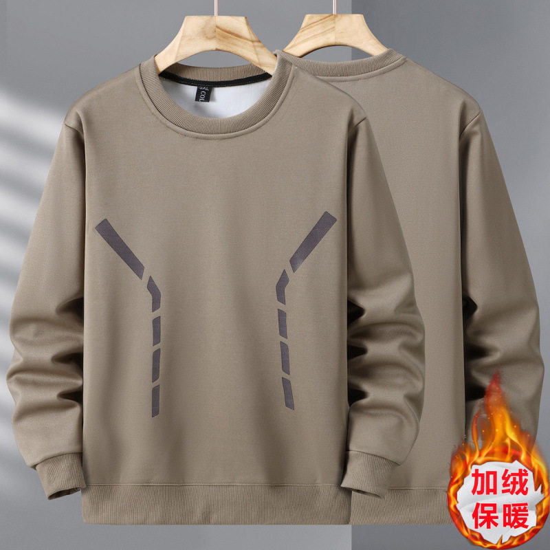 山东即墨25线条运动圆领卫衣男加绒加厚宽松潮大码胖子冬季套头保