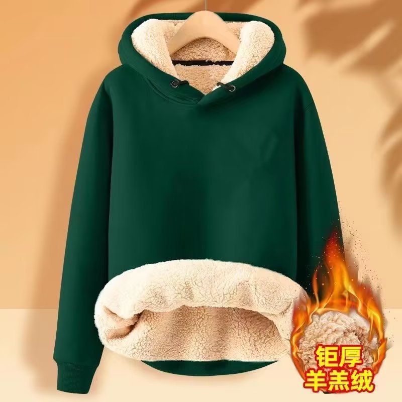 山东即墨连帽卫衣男加绒加厚保暖宽松学生带帽男士套头潮牌ins羊