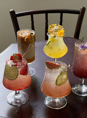 ins风网红果汁杯玻璃杯奶茶杯饮品杯饮料杯鸡尾酒杯果茶水杯子