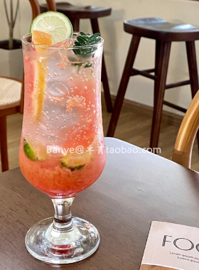 ins冰美式咖啡杯 咖啡馆高颜值苏打气泡水杯玻璃杯奶昔杯甜品杯子