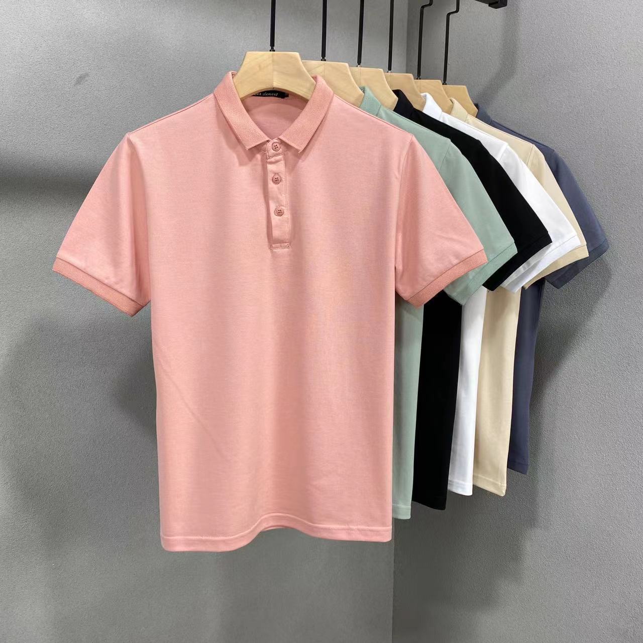 2022新款男士高端纯色Polo衫短袖t恤男装夏季上衣服翻领潮流韩版