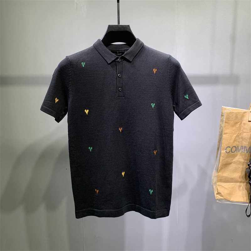 短袖毛衣男士大码青年POLO衫秋冬季半袖针织衫潮牌翻领加厚半截袖