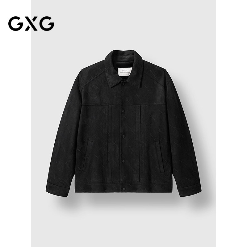 GXG男装 黑色仿麂皮毛户外口袋设计保暖夹克外套 2024冬季新品图片