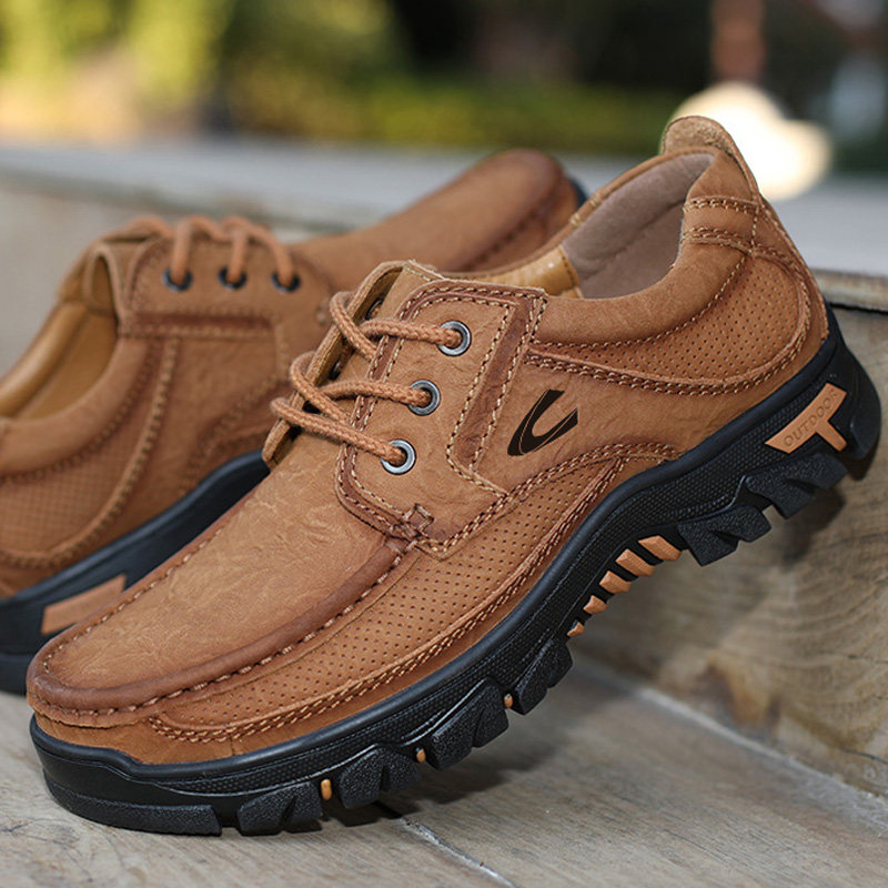 德国骆驼动感头层牛皮休闲皮鞋男真皮软面皮软底大码中老年爸爸鞋
