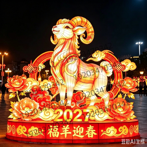 2027大型羊年花灯动物造型春节元宵节夜游亮化传统非遗彩灯可定制