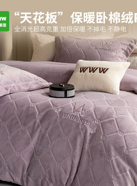 WWW冬季新款卧棉绒plus升级保暖牛奶绒床品四件套过冬神器 设计款