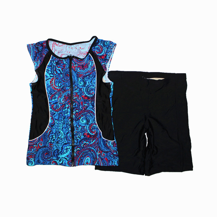 外贸Dana女士显瘦泳装保守分体泳衣温泉平角泳裤健身型套装运动服