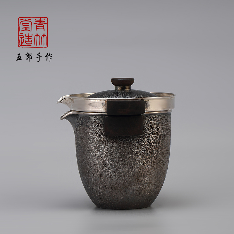 青竹堂纯银999快客杯便携茶具