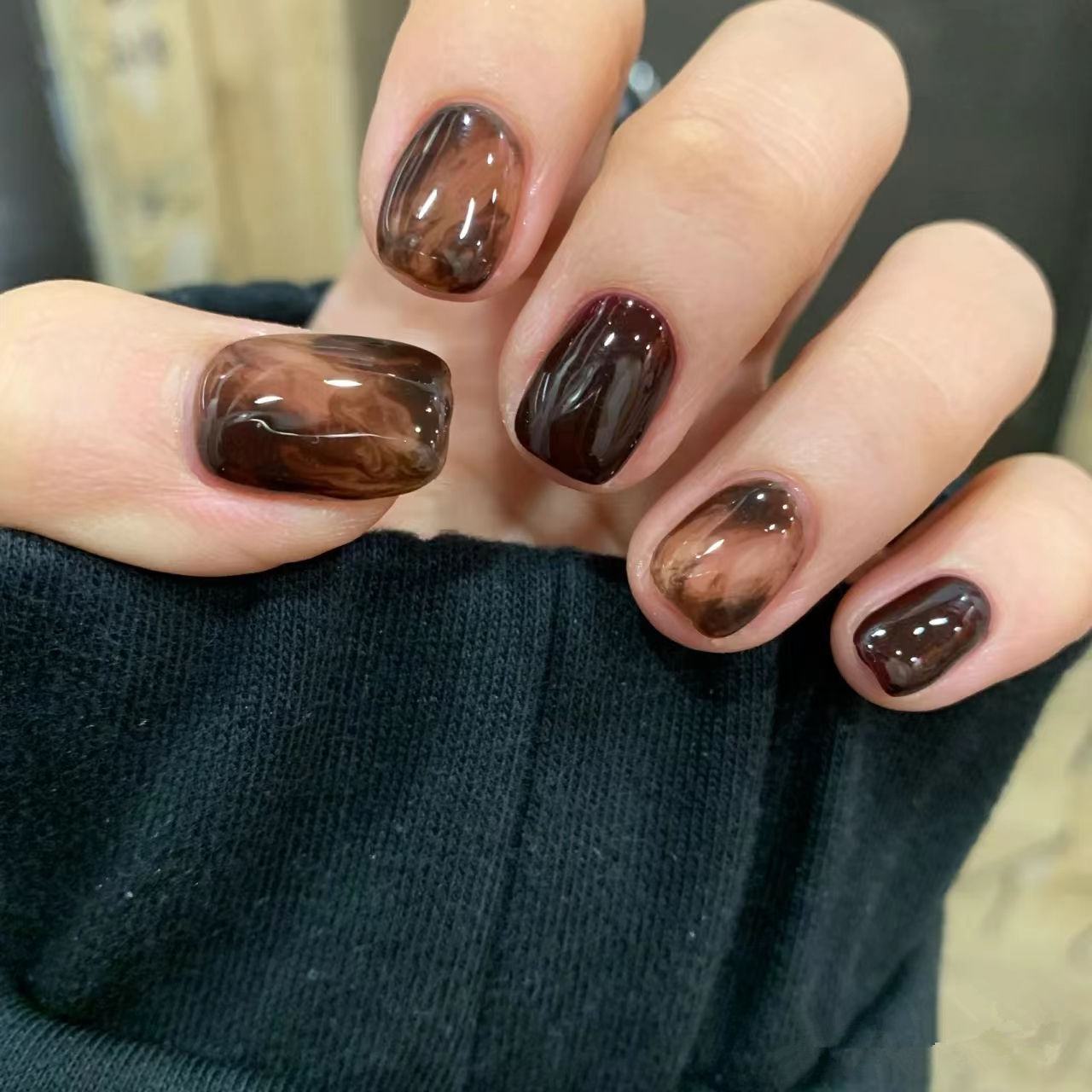 花田里美甲浙江穿戴甲琥珀晕染