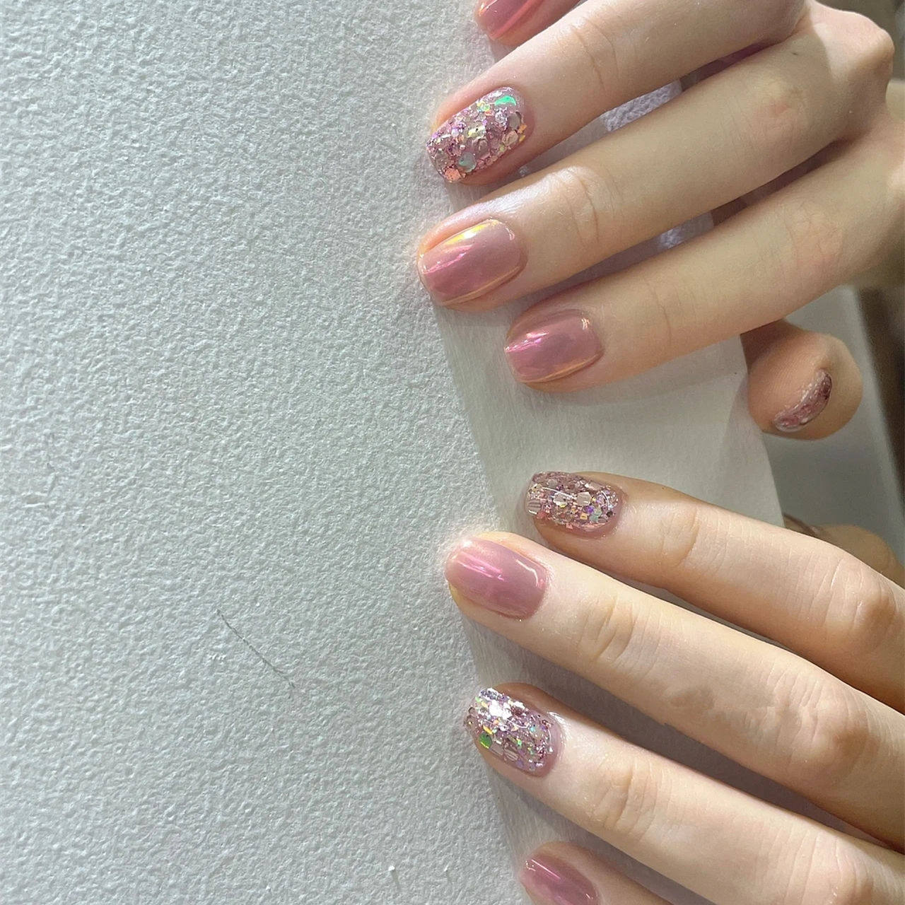 花田里美甲浙江假指甲贴片极光粉