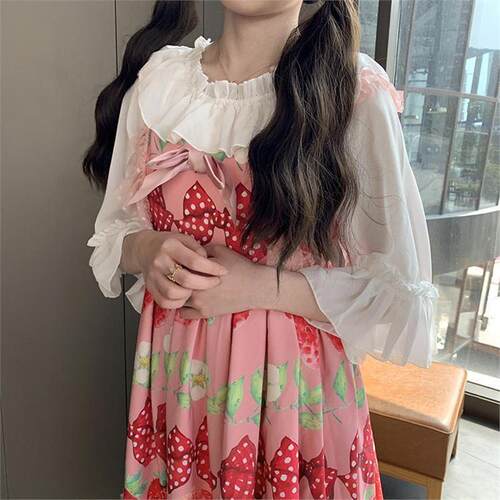 lolita内搭夏洛丽塔女泡泡袖短袖内衬衫洋气可爱百搭款