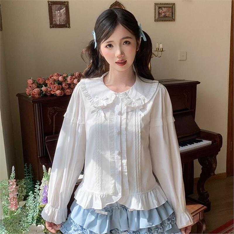 春秋lolita内搭长袖衬衫娃娃领