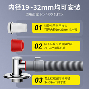 洗衣机排水管地漏接头下水管道封口盖地漏盖防臭器防味防溢水三通