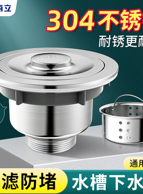 水槽下水器厨房下水管排水管不锈钢封口盖洗碗池洗菜盆下水管配件
