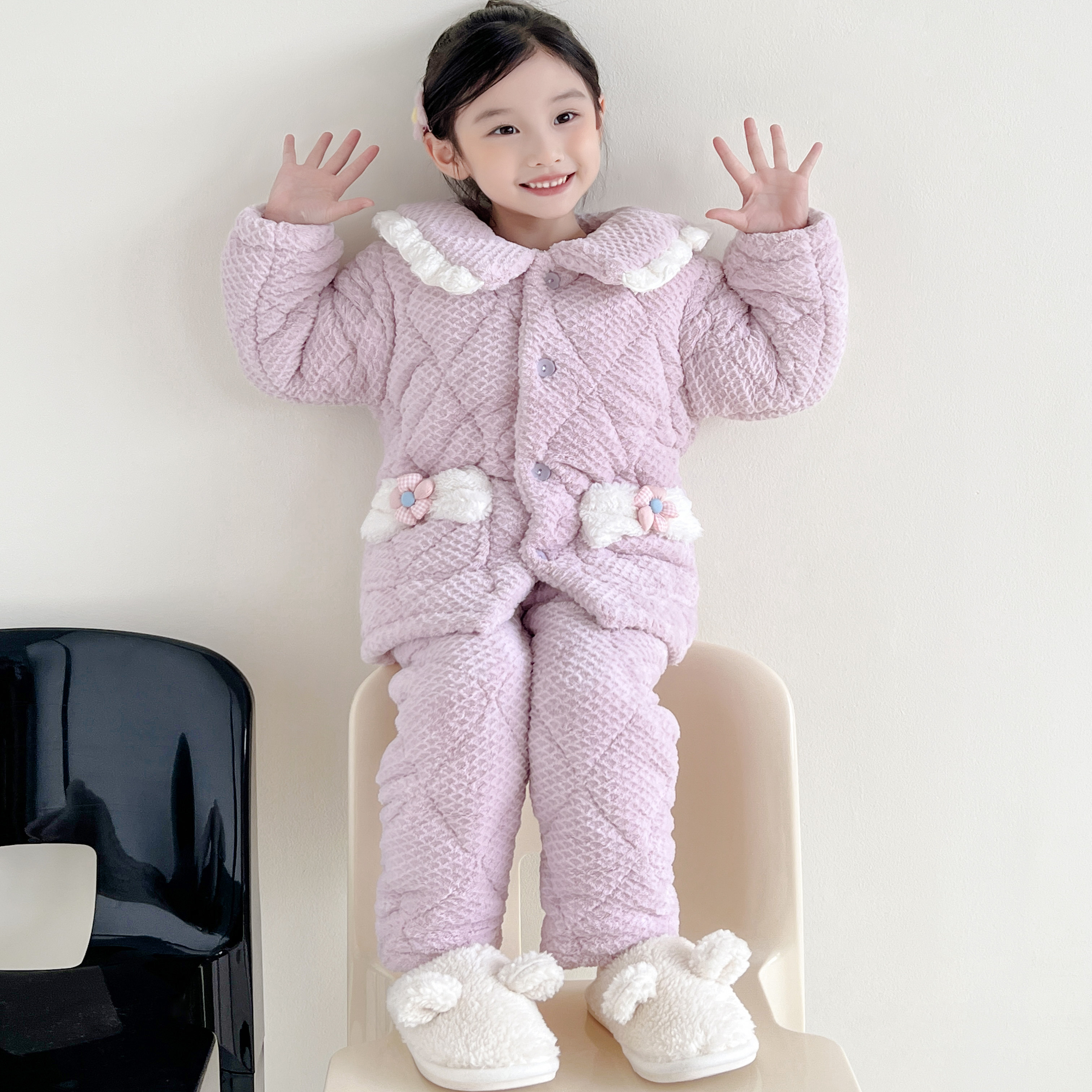 冬季儿童绒睡衣中大童睡衣长袖女孩夹棉加厚保暖甜美家居服套装,童装/婴儿装/亲子装,家居服套装,淘宝优惠券,粉丝福利购,淘宝优惠卷