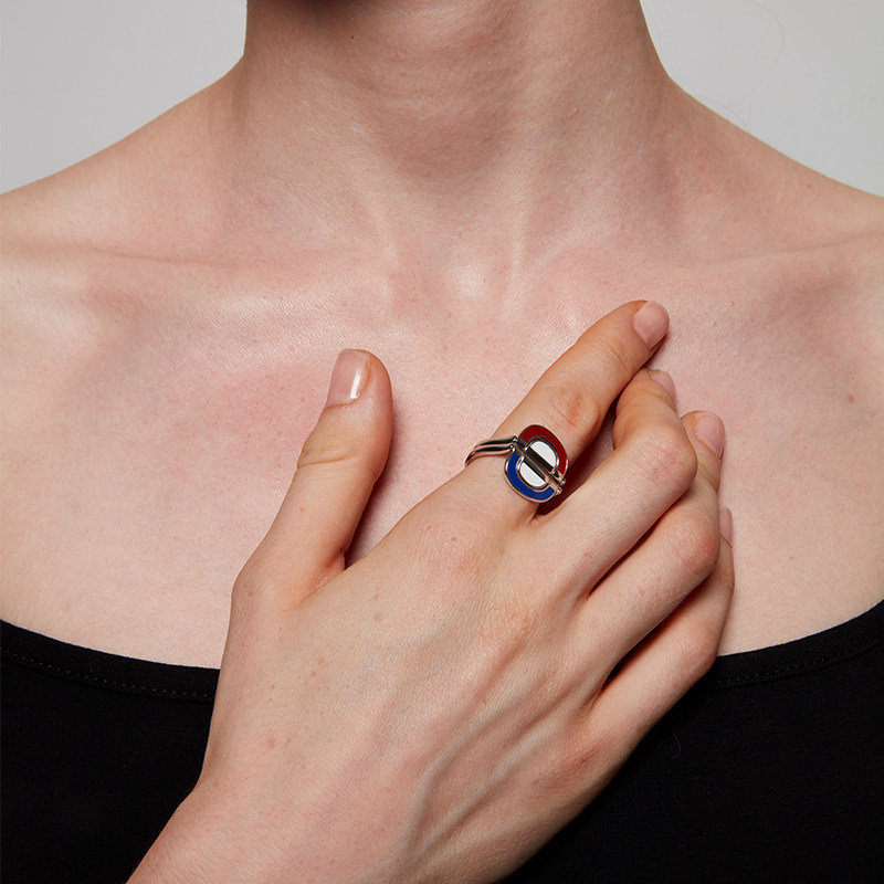 ooak可翻转撞色几何工艺中性复古