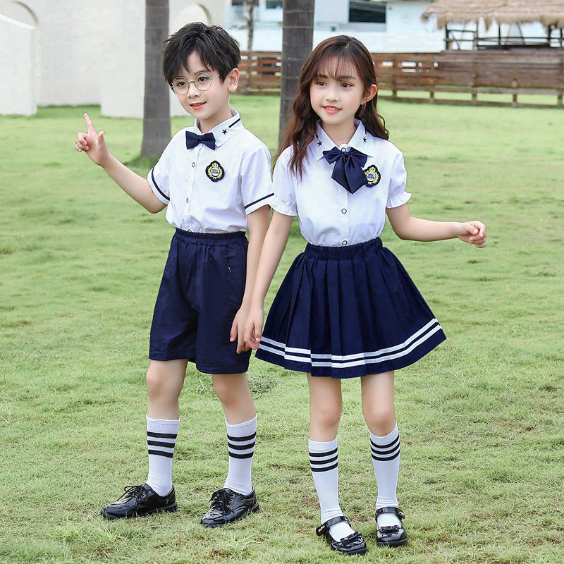 幼儿园服夏季装短袖衬衫学院英伦儿童演出服