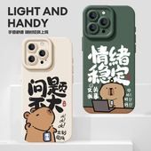 14硅胶13mini纯牛马12水豚11打工人x套xr 情绪稳定适用苹果17手机壳iPhone16promax卡皮巴拉15新款 air