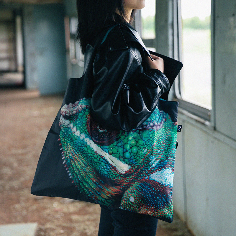 LOQI环保主题购物袋时尚联名包袋轻便折叠单肩包防泼水袋 变色龙