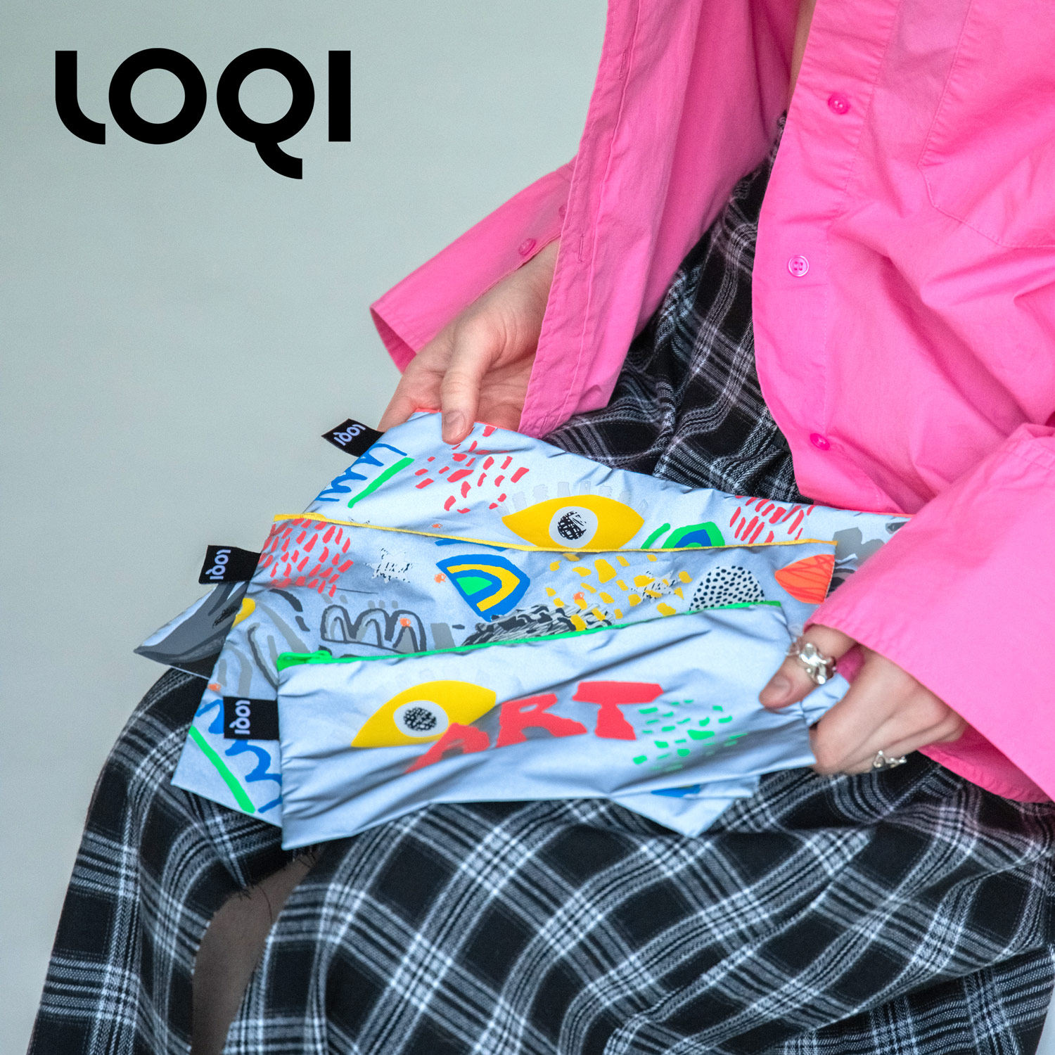 LOQI旅行时尚整理袋化妆包大中小三件套包多用途洗漱包收纳艺术