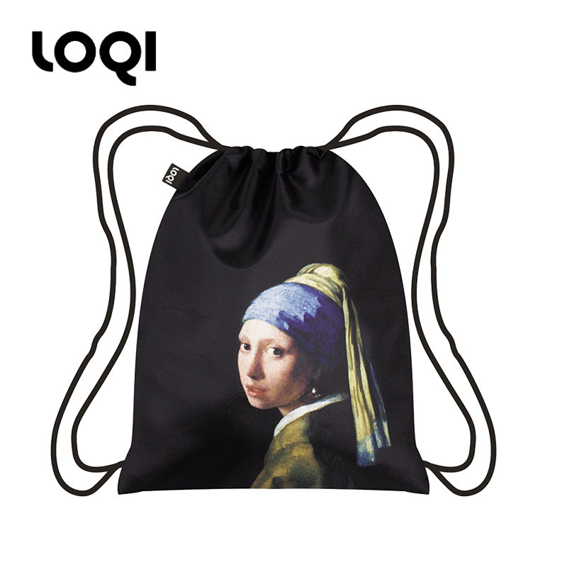 德国LOQI抽绳背袋束口包轻便旅游背包学生休闲双肩包珍珠耳环少女,收纳整理,购物袋/环保袋/帆布袋,淘宝优惠券,粉丝福利购,淘宝优惠卷