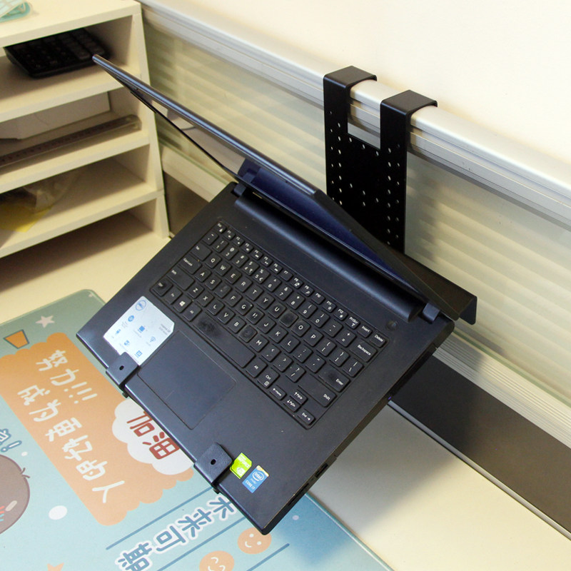 工位笔记本挂架办公桌屏风隔板可升降悬空镂空式电脑架托散热支架